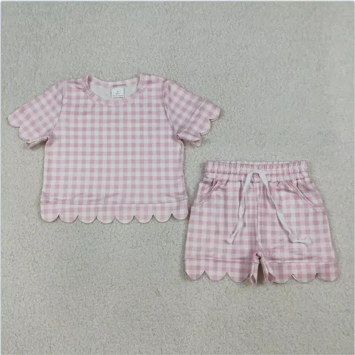 Vêtements pour enfants : Ensembles courts pour bébés filles, collection en promotion – Haut bleu à nœuds, fleurs et rayures, et short à volants