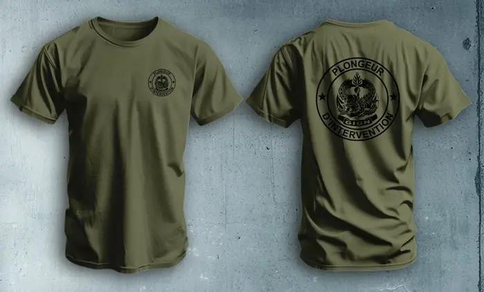 T-shirt à manches courtes décontracté en coton 100% pour les forces spéciales de la gendarmerie française GIGN