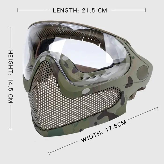 Tactical Full Face Mask Paintball Airsoft Cs Shooting Steel Mesh Breathable Prot