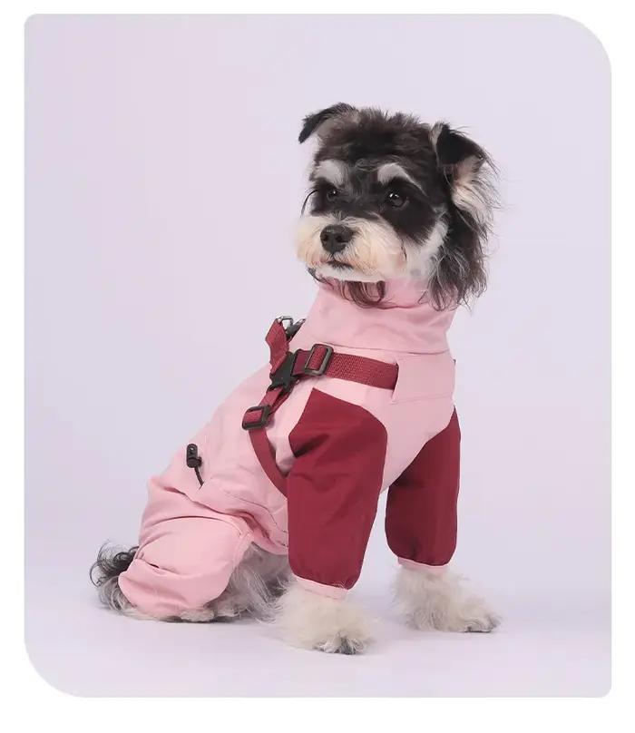 Imperméable pour chien, Poncho de pluie imperméable avec capuche, veste de pluie réglable hautement réfléchissante pour animaux de compagnie avec trou de laisse pour petit et moyen