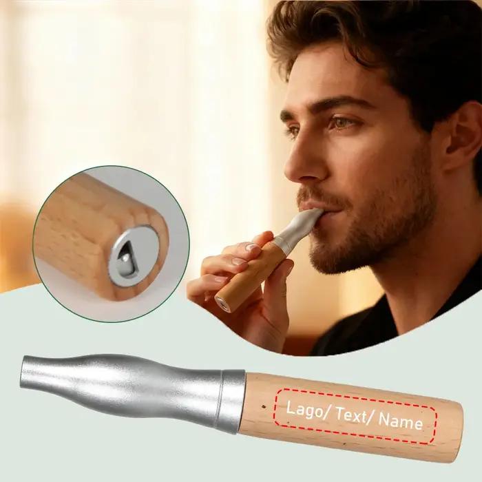 Bâtonnets pour arrêter de fumer sans nicotine, inhalateur en bois de noyer naturel avec Capsules d'huile essentielle, aide à l'aromathérapie pour soulager l'anxiété