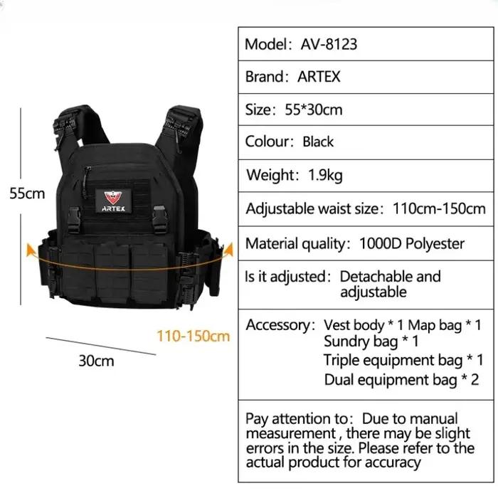 Artex-Gilet de combat léger détachable rapide, gilet tactique découpé au laser, équipement noir pour transporter un transporteur Airsoft, nouveau, 6094