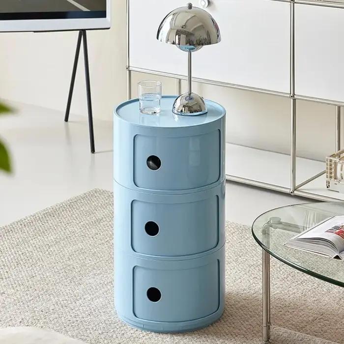 Table de chevet nordique Ins Net rouge, moderne, minimaliste, ronde, blanche, petite armoire créativ