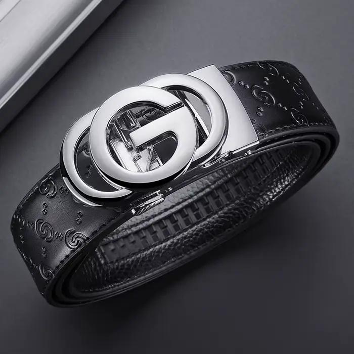 Ceinture de luxe pour hommes, ceinture à boucle automatique pour hommes, ceinture en cuir véritable