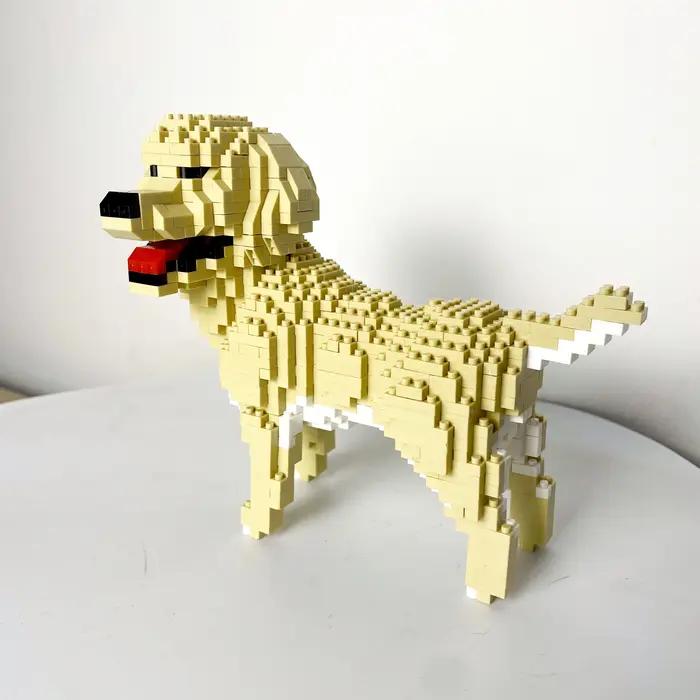 Modèles de chiens Pine Lion Golden Retriever Doberman Inu en micro-blocs de construction - Ornement de bureau