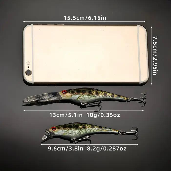 ANFS 2 pièces Kit de leurre de pêche méné coulant coloré-impression colorée assortie deux modèles réalistes