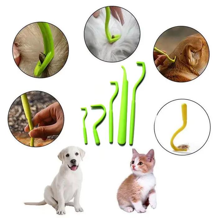 Ensemble de Puces Crochet Dissolvant de Tiques Pince à Épiler pour Chiens Accessoire Animal de Compagnie Occasions Spéciales