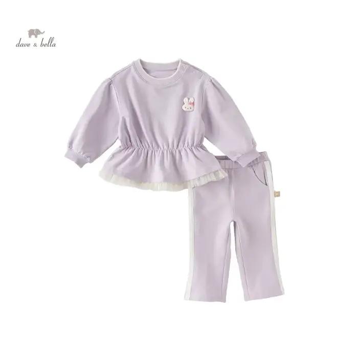 Dave Bella enfants costume 2025 nouveau printemps filles deux pièces ensemble jupe haut pantalon éva