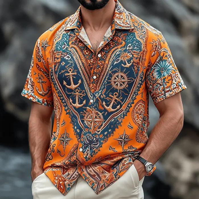 Chemise polyester imprimé floral ethnique style bohème 3D pour hommes tenue décontractée été plage festival