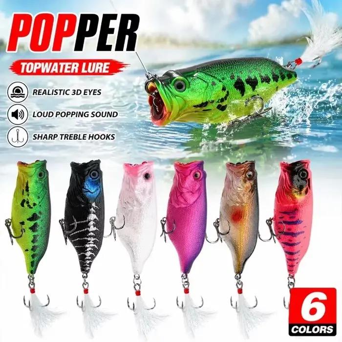 Leurre de pêche Topwater Popper 18g pour bar, chevesne, serpent de mer eau douce action flottante walk the dog occasion pêche en bateau, plage, lac, rivière