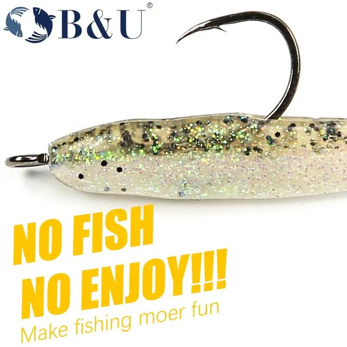 B & U-Hameçon de pêche Big Eye, longue tige, barbelé, rond, joint plié, grand anneau, ver, crochet,