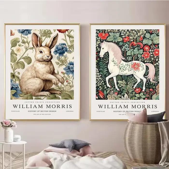 Affiche d'exposition de musée d'animaux de William Morris oiseau hibou fruits papillon fleur impression sur toile décoration murale sans cadre pour maison occasions spéciales