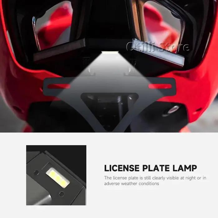 Support de plaque d'immatriculation avec éclairage led pour ducati streetfighter v4 v4s panigale v2 moto nuit sécurité design moderne
