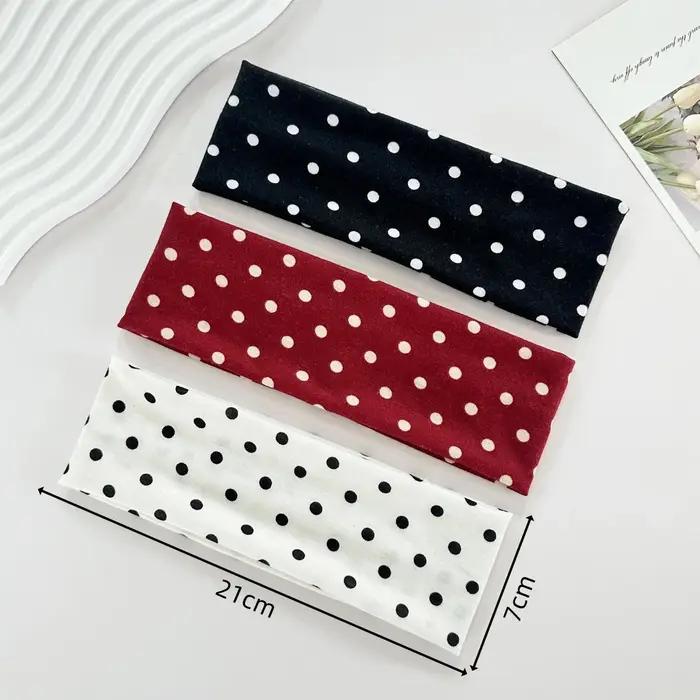 Bandeau Élastique De Yoga À Pois Bandeau De Maquillage Avec Motif De Points Pour Femmes Mode Coréen Absorbe La Sueur Pour Activités Sportives