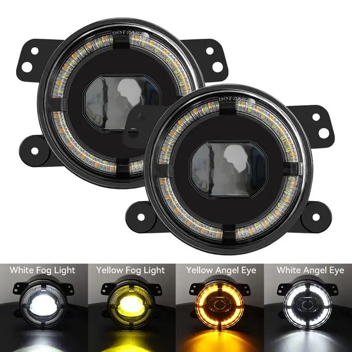 Feux antibrouillard avant LED ronds de 4 pouces pour Grand Cherokee 2011-2013/Wrangler JK 2007-2018