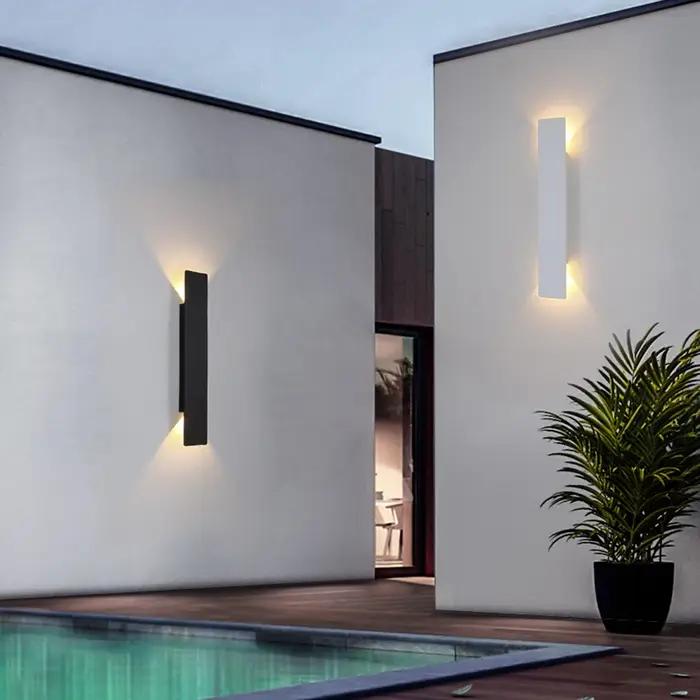 Lampes murales extérieures étanches bande appliques murales en aluminium 18W LED noir applique chamb