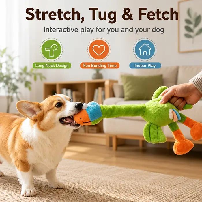 Jouet pour chien en peluche couineur à long cou