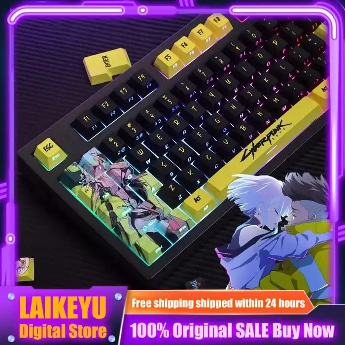 124 touches Cyberpunk thème Anime Keycaps Cherry Profil clavier mécanique PBT personnalisé Keycaps côté gravé PC clavier de jeu cadeau