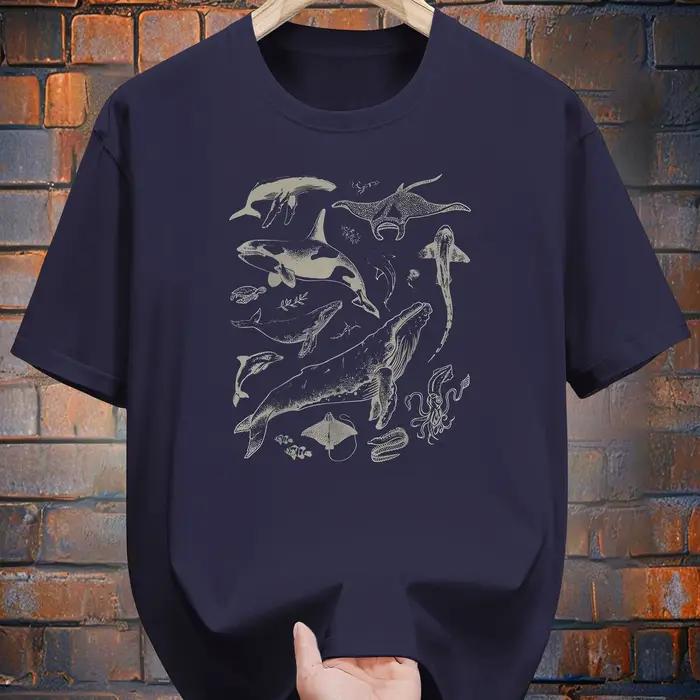 T-Shirt à manches courtes imprimé en coton-T-Shirt d'été décontracté Design requin baleine pour adul