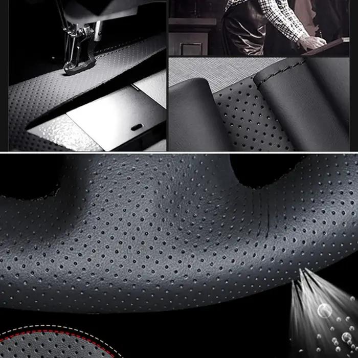 Housse de volant de voiture antidérapante en cuir artificiel noir, accessoires de voiture pour Toyot