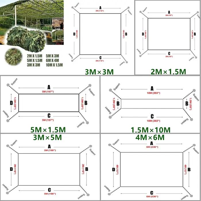 Filets de Camouflage de chasse 3M x 5M/4M x 6M, filet de Camouflage d'entraînement en forêt, couvertures de voiture, protection solaire, abri solaire de Camping, tissu de confidentialité