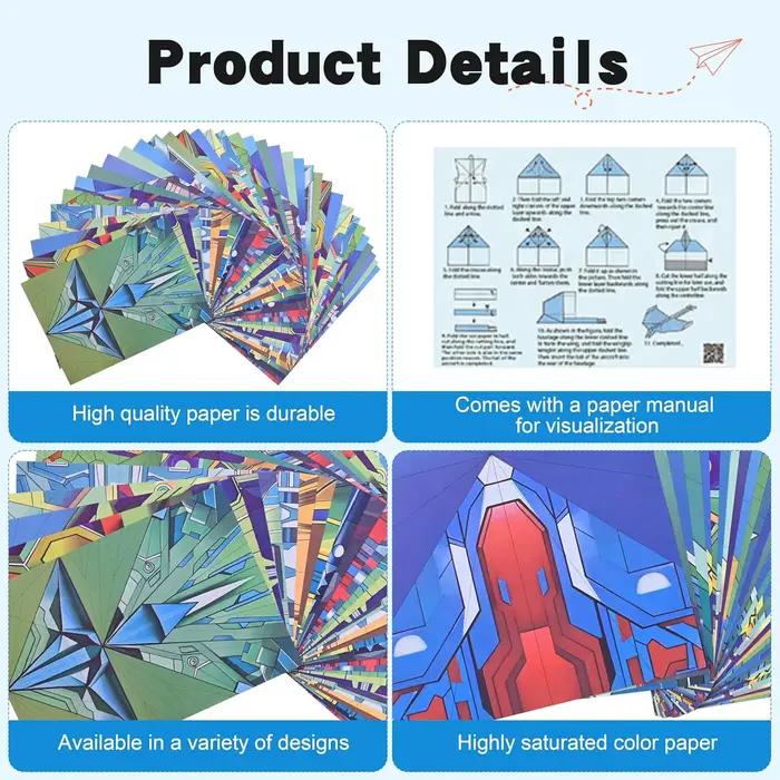 Kit d'avions en papier de 12 styles, papier origami coloré, avion artisanal fait à la main, cadeau pour étudiants, garçons et filles
