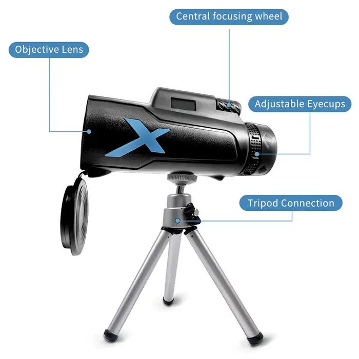 Télescope monoculaire 12x50 HD zoom puissant portable jumelles longue portée chasse camping trépied