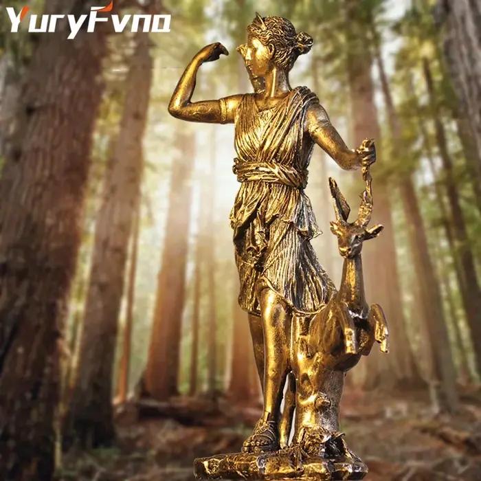 YuryFvna-Sculpture de déesse de la chasse en résine vintage