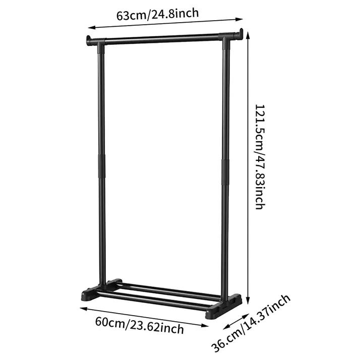 Séchoir à linge multifonctionnel en fer noir pour sécher et ranger les vêtements et accessoires occasions intérieures et extérieures