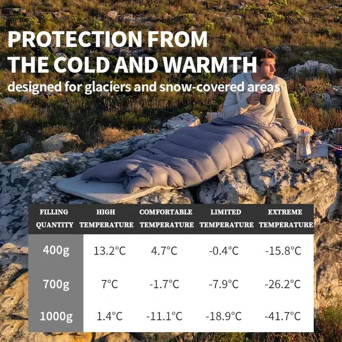 Sac de couchage hiver léger 650FP CW400 ultraléger imperméable pour randonnée et camping