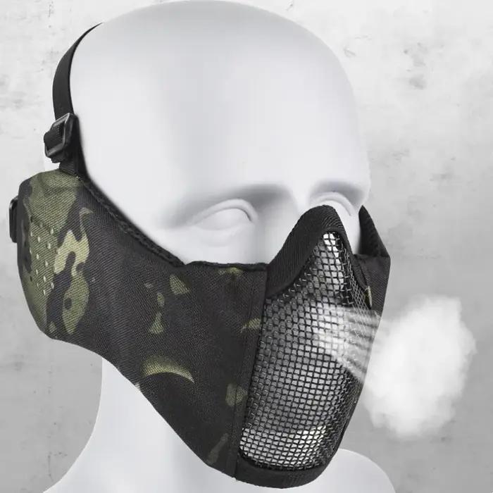 Hunting Foldable Mesh Mask With Ear Protection Airsoft Half Face Paintball Shoot