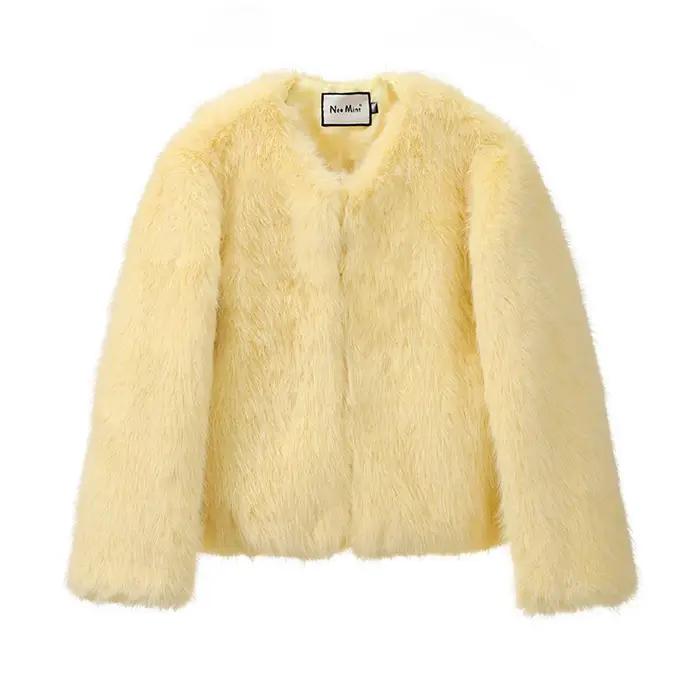 Neo Mint Cool Street Girls hiver mode moelleux fourrure de renard veste femmes décontracté col rond fausse