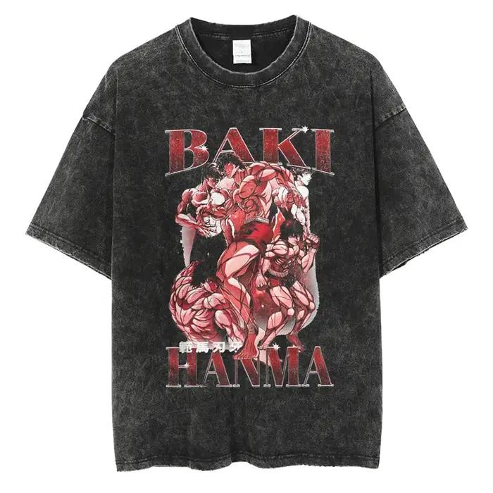 Baki imprimé Vintage coton t-shirts pour hommes femmes été décontracté surdimensionné T-Shirt t-shir