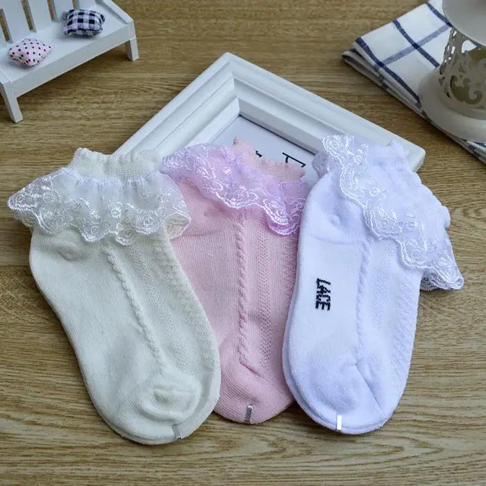 10 paires/lot bébé filles enfants chaussettes dentelle à volants princesse maille enfants cheville c