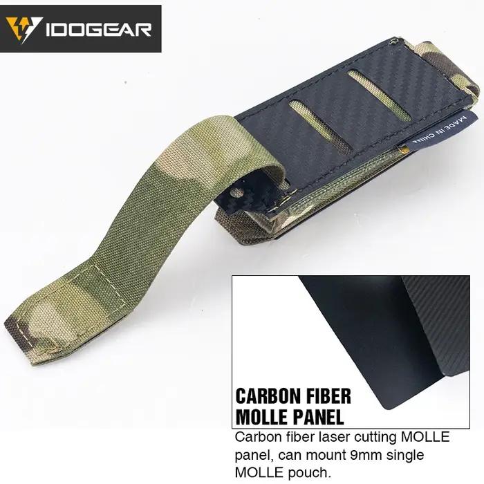 Poches tactiques carbone IDOGEAR 9mm MOLLE anti-dérapantes légères pour chasse et airsoft