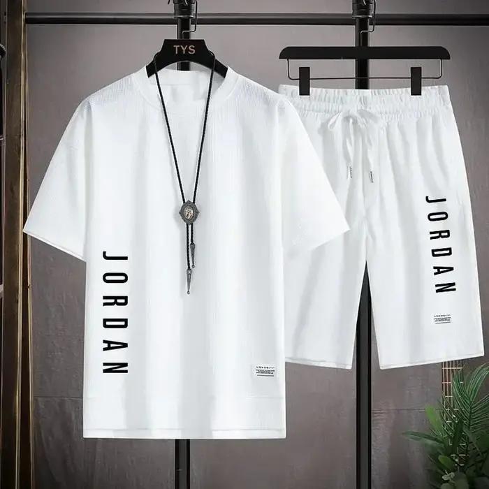 Ensemble de sport pour hommes, t-shirt décontracté imprimé JORDAN + short, ensemble de course à pied