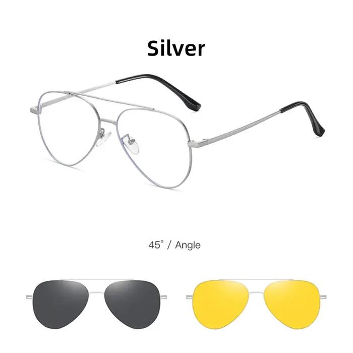 VIVIBEE Aviation magnétique polarisé pince sur lunettes de soleil pilote hommes Vision nocturne