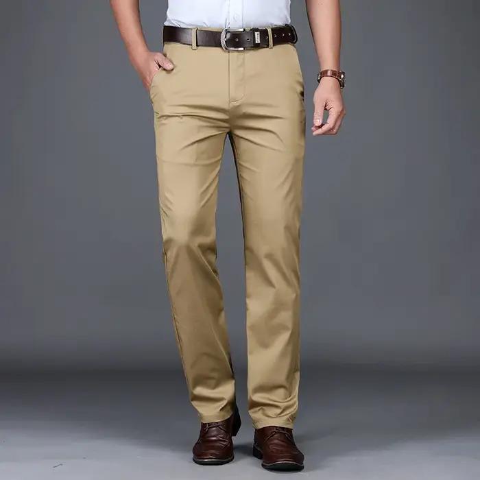 Pantalon droit décontracté en coton pour hommes
