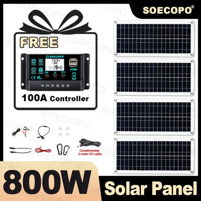 Kit de système de panneaux solaires portables 800W pour camping et recharge RV occasions spéciales