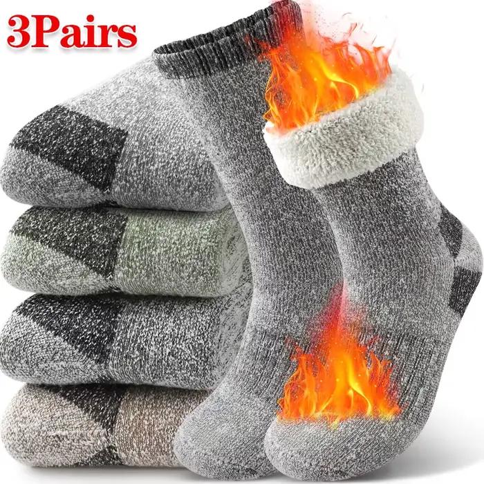 Chaussettes hiver homme extra épaisses mi-mollet thermiques pour ski et sports d'extérieur - 3 paires
