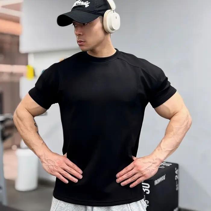 Haute qualité automne hommes à manches longues T-shirt mode sport col rond fitness course maille respirabilité entraînem