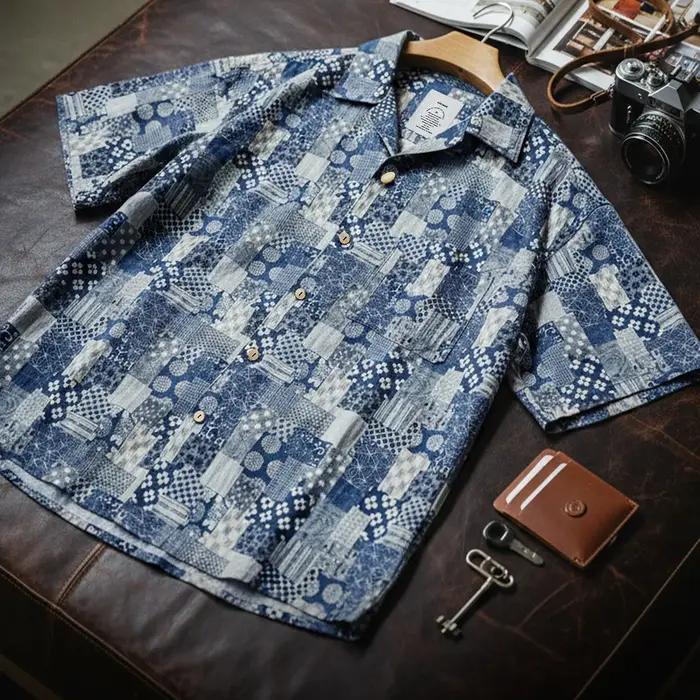 Chemise à manches courtes en coton imprimé pour homme Maden