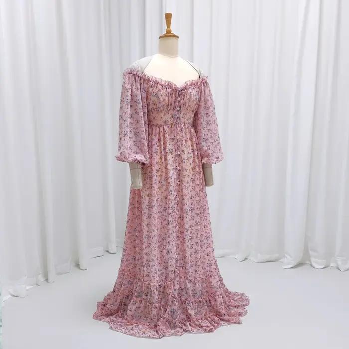 Robe de maternité en mousseline de soie imprimée floral pour baby shower et photos de grossesse femme occasions spéciales ``` 请注意,我尽量遵循了你的指示,同时保持内容的连贯性和吸引力。此段落未提及任何价格、产地或特定的品牌保证等信息。