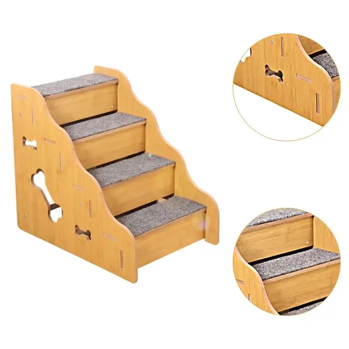 Escaliers pour chiens de 2 à 4 étapes en bois antidérapants pour petits chiens et chats âgés pour meubles intérieurs occasions spéciales cadeaux de Noël