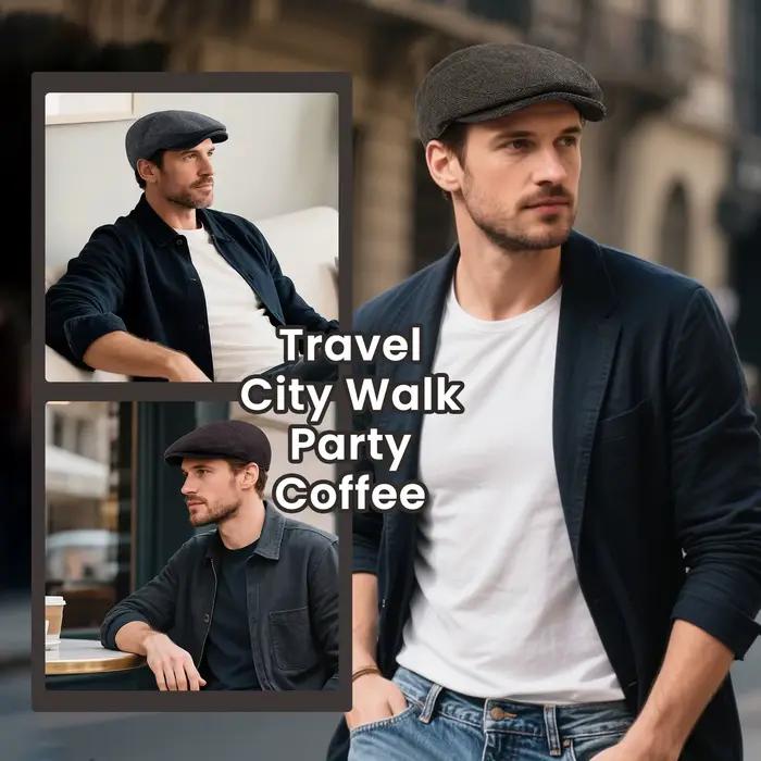 JANGOUL hommes laine mélange XL XXL Ivy casquette gavroche classique Tweed Gatsby Cabbie chapeau pla