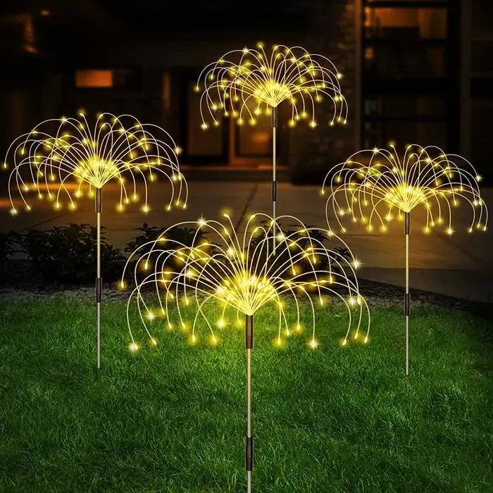 Feu d'artifice solaire LED piquet lumières extérieur jardin décor voie fée lumière étanche cour pelouse Patio paysage