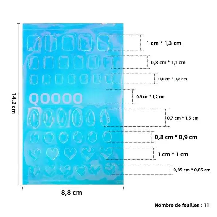 11 feuilles d'autocollants en verre de glace Aurora pour Nail Art