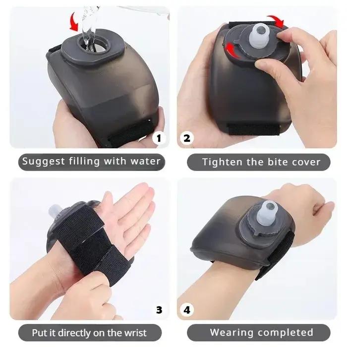 Bouteille d'eau portable mains libres de 200 ml pour poignet, gadget d'hydratation pour la course à pied, le marathon, le cyclisme, le camping, l'escalade