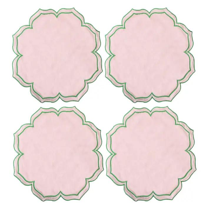 Serviettes à bord brodé en forme de Lotus