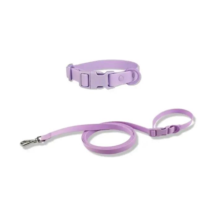 Ensemble de laisse de collier de chien réglable, sangle élastique, colliers pour animaux de compagnie en PVC imperméables, Combo boucle à dégagement rapide, laisses de chien souples lavables